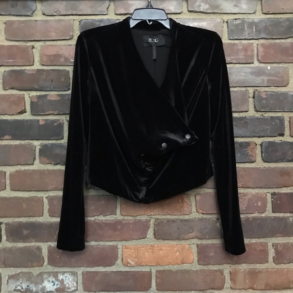 Bcbg Maximara Velour Crop Snap Button Front Jacke… - image 4